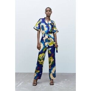Zara Blue Floral Jumpsuit